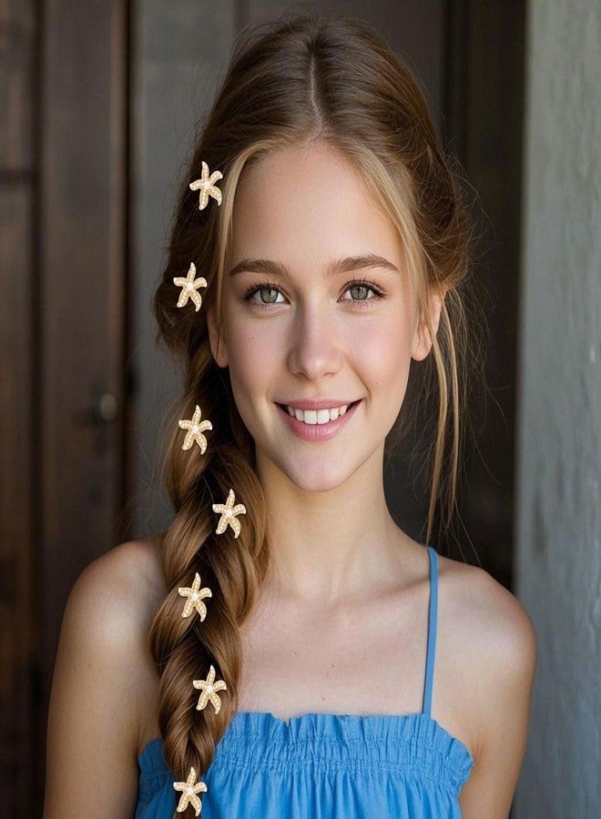 YISSION 20 Pcs Gold Starfish Hair Clips Cute Pearl Hair Pins Small Hair Barrettes Starfish Hair Clip Mermaid Hair Accessories for Girls Women Beach Party (Simulation Form) - Image 5
